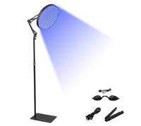 Solarium Lampe de bronzage pour la maison 50 W 250 LED 460 NM Lumière bronzante pour le visage et le corps Lampe de soleil ronde avec support réglable et pliable (noir)