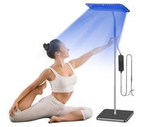 Solarium pour la maison, 460 NM & 490 NM Lampe de bronzage avec lunettes solarium, lumière bleue 25 W, support en métal réglable et minuterie, bronzage du visage avec 126 LED pour un usage domestique
