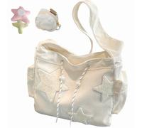 Solarix Crossbody Bag, Solarix Star Bag, Solarix Bag with Mini Bag, Corduroy Star Tote Bag Y2k Messenger Bag for Women (White)