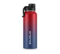 SOLARLAB Bouteille isotherme en acier inox - Gourde isotherme 1l - Sans BPA - Gourde d'eau convient aux boissons chaudes et froides, le sport, le camping(Rouge + Bleu foncé,1200ML)