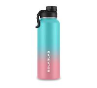 SOLARLAB Bouteille isotherme en acier inox - Gourde isotherme 1l - Sans BPA - Gourde d'eau convient aux boissons chaudes et froides, le sport, le camping(Macaron bleu + Rose,1200ML)