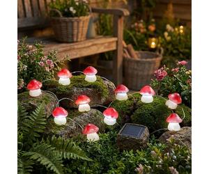 Solarleuchte Extérieure Guirlande 12 LED Champignons Fliegenpilz Jardin Terrasse