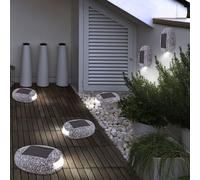 Ensemble de 6 LED solaires lampes d'extérieur en pierre patios balcon décoration jardin chemin lumières