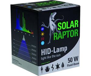 SolarRaptor Econlux Projecteur HID Spot source UV pour terrariums Culot E27 50 W PAR30 Argent
