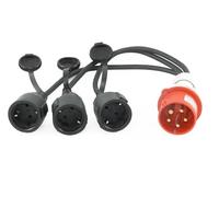 SOLARTRONICS Adaptateur CEE 400 V 16 A vers 3 prises Schuko - Répartiteur de courant 230 V - Rallonge de courant de chantier