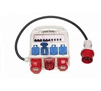 solartronics Distributeur de courant de chantier, entrée : 32 A, sortie : 4 prises 230 V, 2 raccordements 400 V 16 A, 1 raccordement 400 V 32 A, courant puissant avec fusible