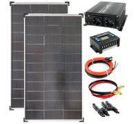 SOLARTRONICS Kit complet avec 2 panneaux solaires de 120 W, convertisseur de 1000 W, régulateur de charge, installation d'îlot photovoltaïque