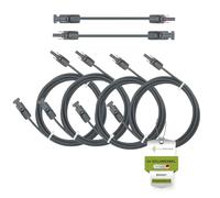 solartronics Lot de 2 câbles solaires H1Z2Z2-K - 4 x 1,5 m - 6 mm² - Connecteurs solaires noirs et noirs - Connecteurs solaires des deux côtés - Rallonge 6 mm² - Fabriqué en Allemagne - Avec 0% de