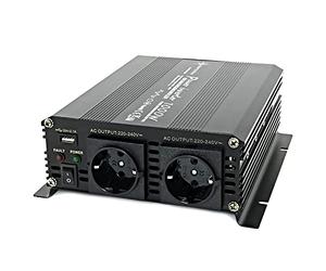 SOLARTRONICS NM1000 12V 1000W Black Power Inverter 2000W Peak Power Inverter 12V to 230V Compatible with Lead Acid Battery Or AGM with Schuko Port and USB