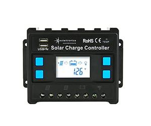 solartronics Régulateur de charge solaire photovoltaïque 12 V/24 V Bleu 20 A 30 A 40 A 50 A 60 A