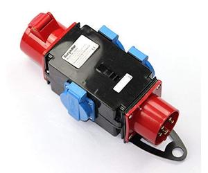 solartronics SP-1605A Répartiteur de courant de chantier, adaptateur Schuko, 3 x 230 V, 1 x 400 V, 5 broches, 16 A, IP44, pour l'extérieur, les chantiers de construction, caravane, camping-car,