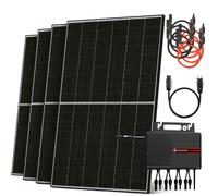 Solarway® Envertech Ensemble complet de courant électrique de balcon 1760 Wp / 2000-800 W - Onduleur 2000 W - Système solaire bifacial - Panneaux solaires bifaciaux de 440 W et accessoires