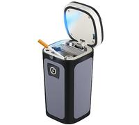 SOLARXIA Cendrier de voiture - Allume-cigare électronique - Fonctionne à l'énergie solaire - Rechargeable par USB - Avec couvercle - Lumière LED bleue - Compatible avec la plupart des porte-gobelets