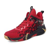Solastride Chaussures de Basket-Ball for Hommes, Respirantes, légères, Confortables, antidérapantes, résistantes à l'usure, for l'entraînement en intérieur et en extérieur(Black Red,43 EU)