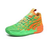 Solastride Chaussures de Basket-Ball Montantes Unisexes en Maille Respirante, antidérapantes, Tendance, for Sports de Plein air et Loisirs(Orange Green,38 EU)