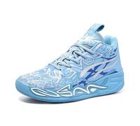 Solastride Chaussures de Basket-Ball Montantes Unisexes en Maille Respirante, antidérapantes, Tendance, for Sports de Plein air et Loisirs(White Blue,37 EU)