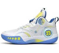 Solastride Chaussures de Basket Montantes for Hommes, Respirantes, antidérapantes, résistantes à l'usure, Absorbant Les Chocs, Chaussures d'entraînement Sportives en Ciment(White Blue,40 EU)