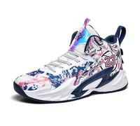 Solastride Men's Basketball Shoes High Top Anti Slip Wear-Resistant Shock-Absorbing Outdoor Sports Training Boots(Blue,40 EU)