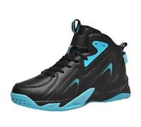Solastride Men's High Top Basketball Shoes in Plus Size Breathable Anti Slip Shock-Absorbing Sports Training Boots(Cyan,42 EU)