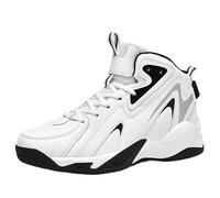 Solastride Men's High Top Basketball Shoes in Plus Size Breathable Anti Slip Shock-Absorbing Sports Training Boots(White,39 EU)