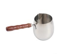 Solaughguy Cafetière turque en acier inoxydable avec poignée en bois, bec verseur anti-goutte pour fondre le chocolat et chauffer la sauce, mousseur à lait multi-usage et chauffe-thé pour cuisine (420