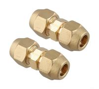 Solaughguy Connecteur de tuyau en cuivre à double mamelon en laiton pour systèmes de climatisation, 6,35 mm, 3/8", 1/2", 5/8", résistant aux fuites, sans soudure, raccord d'étanchéité robuste (3/8