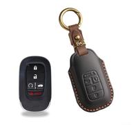 Solaughguy Étui en cuir pour clé de voiture compatible avec Accord 2025-2022, Civic 2025-2021, CR-V 2025-2023, Pilot, HR-V, télécommande, Crazy Horse (noir)