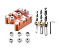 Solaughguy Gabarit de cheville à centrage automatique avec manchons de perçage de 6 mm et 10 mm, outil de localisation de trous pour l'alignement des chevilles du bois, plage de serrage réglable de 13