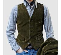Solaughguy Gilet boutonné en velours côtelé pour homme - Gilet fin sans manches de style britannique vintage pour un usage quotidien décontracté, printemps et automne (2XL, vert)