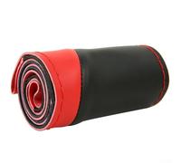 Solaughguy Housse de volant de voiture en cuir microfibre à coudre soi-même, antidérapante et absorbante pour roues de 38 cm, compatible avec la plupart des voitures SUV (rouge)