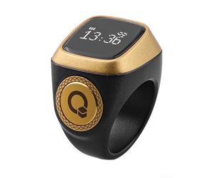 Solaughguy IQibla For Smart For Zikr For Ring : Compteur numérique pour Tasbih avec rappel de vibration, pour écran OLED, 5 temps de prière, batterie 40 mAh, matériau ABS pour (18 mm noir)