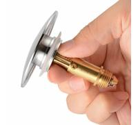 Solaughguy Kit de vidage de lavabo chromé avec bouton-poussoir clic-clac en laiton avec mécanisme à ressort et joint en caoutchouc pour anneau, compatible avec