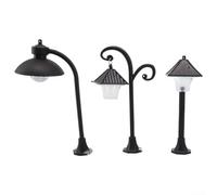 Solaughguy Lampadaires miniatures pour décoration de jardin, décoration vintage à l'échelle 1/12 pour maison de poupée, modèle de train ferroviaire, pelouse, allée et boîte d'ombre, (1 lot de 3 pièces