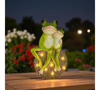 Solaughguy Lampe solaire de jardin grenouille en résine - Statue d'animal pour cour extérieure, patio et paysage, IP44 résistant à l'eau - 11,5 x 9 x