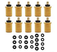 Solaughguy Lot de 10 adaptateurs de recharge de gaz portables pour camping et barbecue en plein air - Connecteur de cylindre gonflable en cuivre et caoutchouc pour bidons de propane/butane