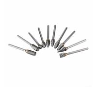 Solaughguy Lot de 10 fraises en carbure de tungstène à tige de 6,35 mm pour perceuse rotative avec tige de 3 mm, foret à sculpter pour le travail des métaux et les projets de bricolage, boîte de