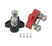 Solaughguy Lot de 2 borniers de batterie M8 à double connexion pour 12-48 V CC - Blocs de serrage à code couleur rouge et noir avec vis en acier inoxydable, base en nylon et cuivre