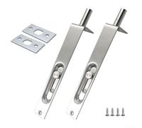 Solaughguy Lot de 2 boulons de sécurité pour porte en acier inoxydable de 10,2 cm, loquet coulissant dissimulé pour patio, bois, portes doubles ou composites, vis et gâche incluses