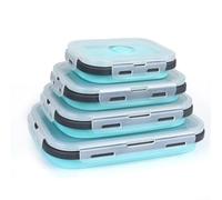 Solaughguy Lot de 4 boîtes de conservation pliables en silicone pour aliments - Design anti-fuite - Passe au micro-ondes et au lave-vaisselle - 334,5 g, 479,1 g, 768,3 g, 1251 g (bleu)