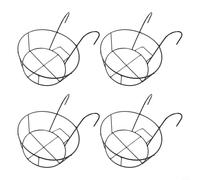 Solaughguy Lot de 4 supports de fleurs ronds avec crochet de clôture à suspendre pour balcon et décoration de jardin, noir et blanc