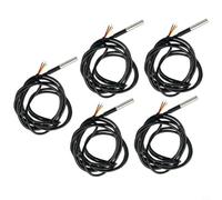 Solaughguy Lot de 5 capteurs étanches de haute précision pour Raspberry Pi DIY, boîtier en acier inoxydable -55 °C à +125 °C, résolution 3-12 bits, 100 cm (3 mètres)