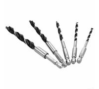 Solaughguy Lot de 5 forets à bois à trois points pour perçage du bois, 4 à 10 mm avec tige hexagonale de 6,35 mm, pour perceuse à trou profond en acier HSS, compatible avec Power