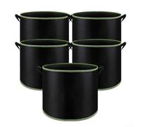 Solaughguy Lot de 5 pots de culture ronds en tissu pour plantes de 3 à 55 gallons, sacs de plantation en feutre non tissé avec poignées renforcées, noir et vert, 18,9 l