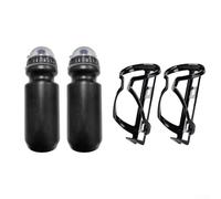 Solaughguy Mountain For Bike Lot de 2 porte-bidons avec bouteille de 650 ml et support pour vélo de route, facile à installer, matériau ABS + TPE, couleur noire