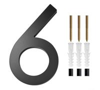 Solaughguy Numéros de maison flottants modernes - 12,7 cm - Plaque d'adresse en ABS noir pour jardin, allée, ferme ou rue - Support mural résistant aux intempéries (6)