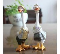 Solaughguy Ornements de canard en résine pour décoration de jardin - Thème couple de jardiniers - Décoration de paysage d'extérieur résistante aux intempéries - 7 x 7 x 16 cm (C)