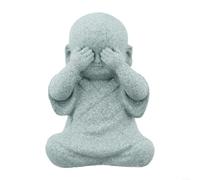 Solaughguy Petite statue de moine bouddha sage pour décoration de jardin, figurine décorative en résine de grès, motif « See Speak Hear No Evil » pour la maison, la cour, l'aquarium (E)