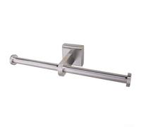 Solaughguy Porte-rouleau de papier toilette double en acier inoxydable pour anneau porte-papier toilette, support mural, ensemble d'accessoires de salle de bain, noir/argent (argent)