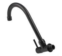 Solaughguy Robinet de cuisine mural noir à levier unique avec filetage G1/2, construction en acier plastique, mousseur économiseur d'eau pour cuisine, bar, et