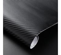 Solaughguy Rouleau autocollant 3D en fibre de carbone et vinyle pour intérieur de voiture, console centrale, grille d'aération, boîte à gants, accoudoir, poignée de porte, noir